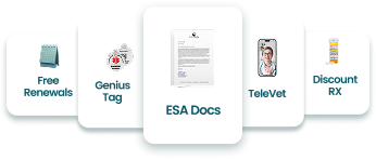 Free Renewals, Genius Tag, ESA Docs, TeleVet, and Discount RX benefits